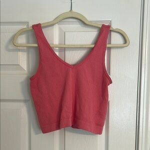 Z Supply Orange Pink Sleeveless Fitted Crop Tank